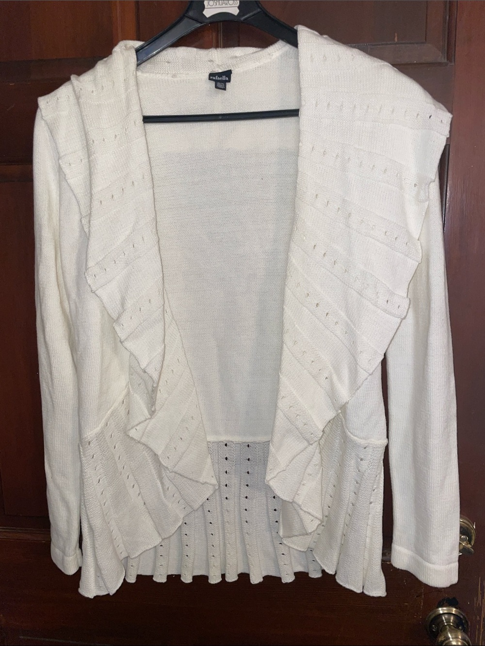 Rafaella Cream Ruffled Open-Front Cardigan